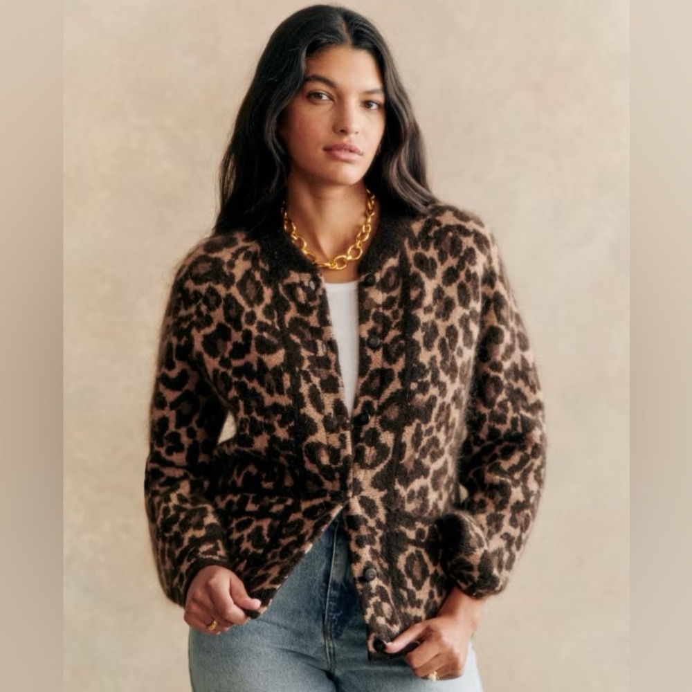 SOLD - Sézane Noah Jacket in Leopard jacquard print